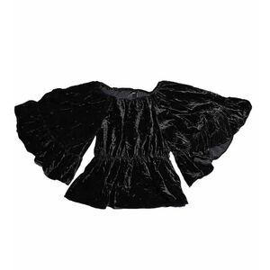 C/Meo Collective Top Womens Medium Black Velvet Beaded‎ Off Shoulder Flowy